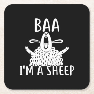 Baa I'm A Sheep   Sheep Owner Present Square Paper Coaster