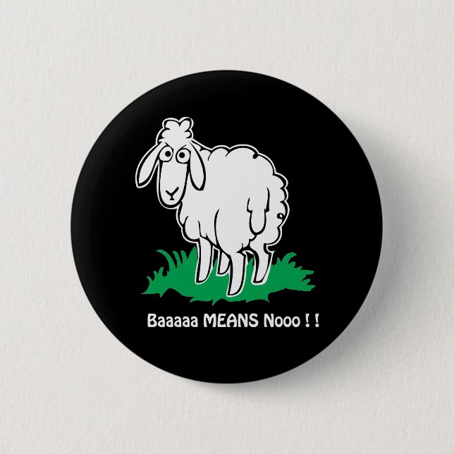 Baa-Means-No 2 Inch Round Button (Front)