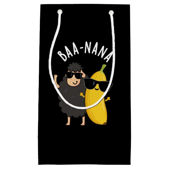 Baa-nana Funny Banana Puns Dark BG Small Gift Bag (Front)