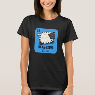 Baa-rium Funny Sheep Chemistry Pun Dark BG T-Shirt