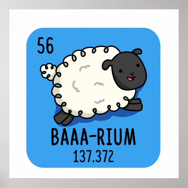 Baa-rium Funny Sheep Chemistry Pun  Poster (Front)