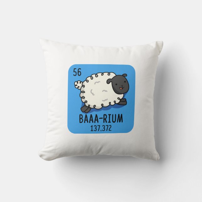 Baa-rium Funny Sheep Chemistry Pun  Throw Pillow (Front)