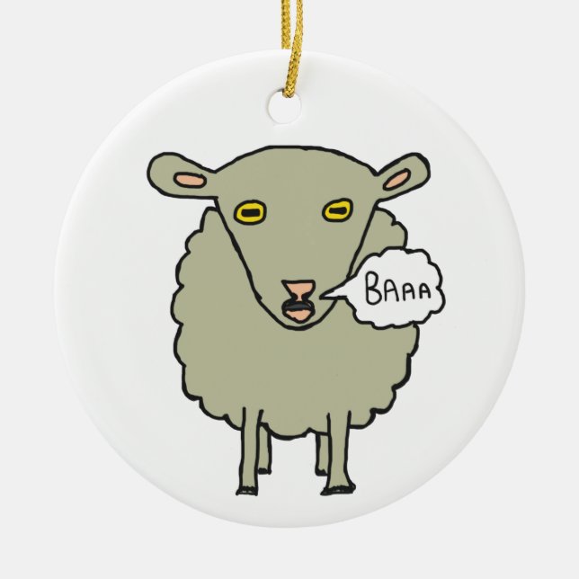 Baa Sheep Ceramic Ornament (Front)