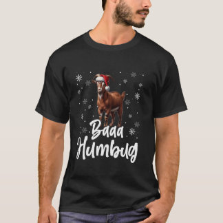 Baaa Humbug Funny Santa Hat Goat Snowflakes Xmas T-Shirt