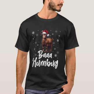 Baaa Humbug Funny Xmas Santa Hat Goat Snowflakes T-Shirt