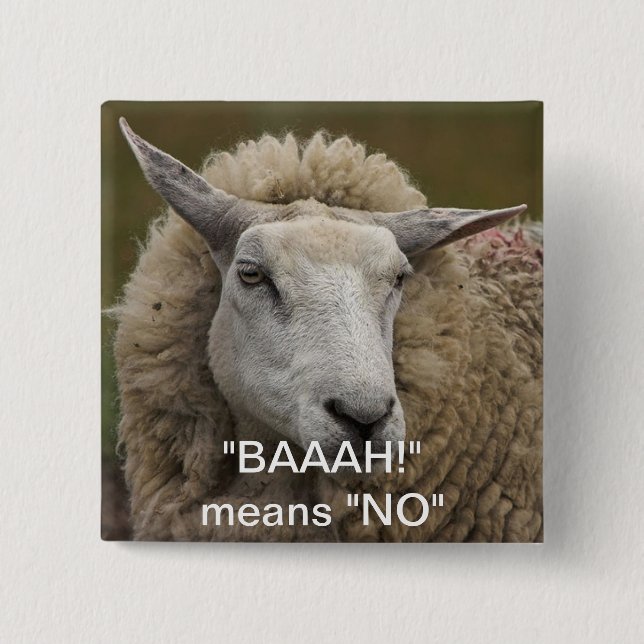 BAAAH! 2 INCH SQUARE BUTTON (Front)