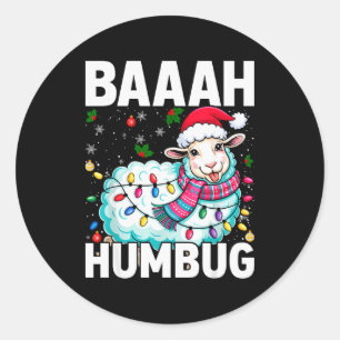 Baaah Humbug Sheep Xmas Lights Funny Anti Christma Classic Round Sticker