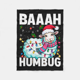 Baaah Humbug Sheep Xmas Lights Funny Anti Christma Fleece Blanket