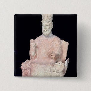Baal Hammon seated on his throne 2 Inch Square Button