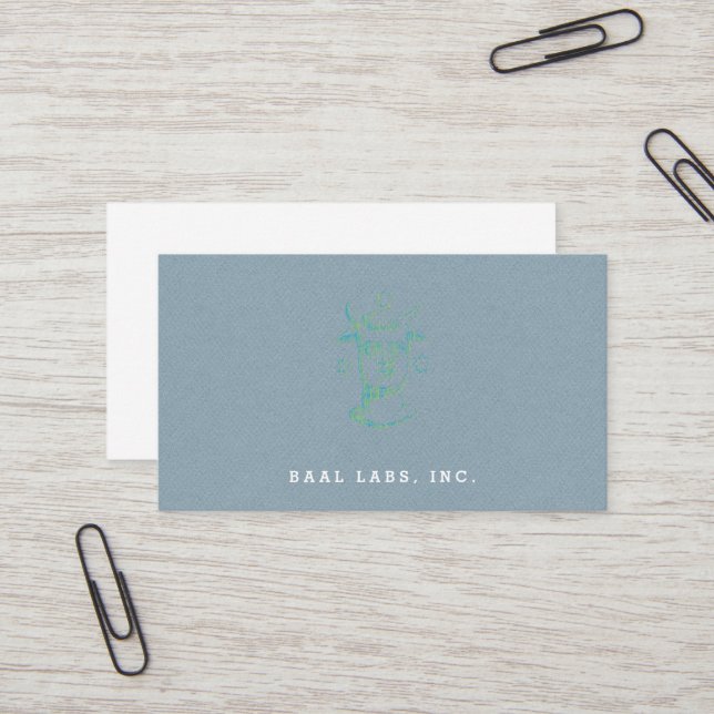 Baal (letterpress style, two colours) business card (Front/Back In Situ)