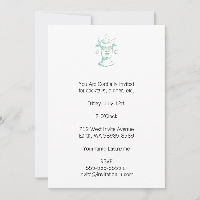 Baal (letterpress style, two colours) invitation (Front)