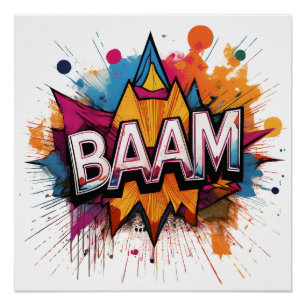 Baam Comic Sound Effect – Bold and Playful Pop Art Poster