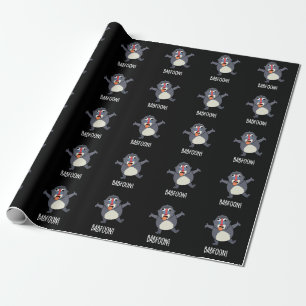 Bab-foon Funny Buffoon Baboon Pun Dark BG Wrapping Paper