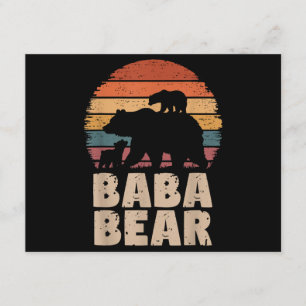 Baba Bear Vintage Retro Funny Father's Day 2 Cubs Enclosure Card