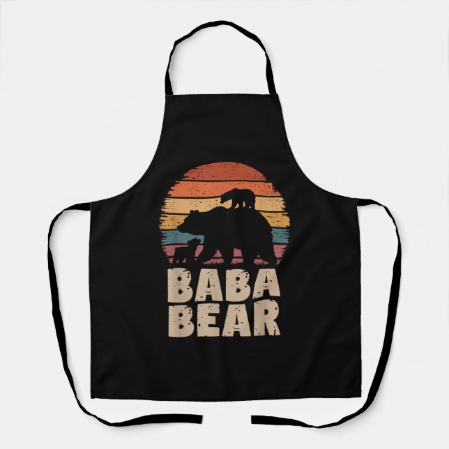 Baba Bear Vintage Retro Funny Father's Day Apron (Front)