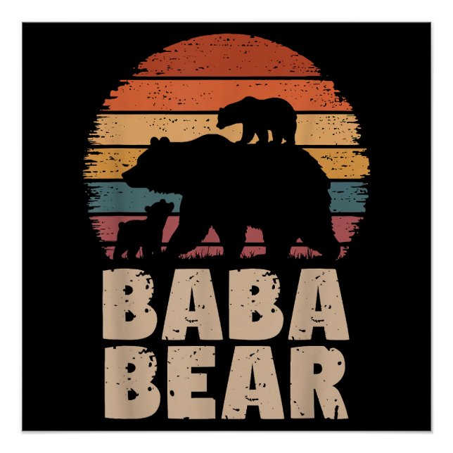 Baba Bear Vintage Retro Funny Father's Day Poster (Front)