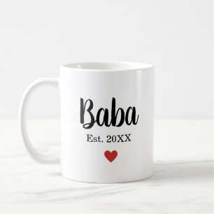 Baba Established Year Heart Modern Father's Day Coffee Mug