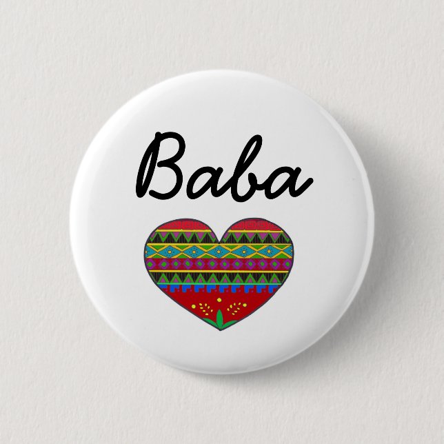 Baba Love Ukrainian Folk Art 2 Inch Round Button (Front)