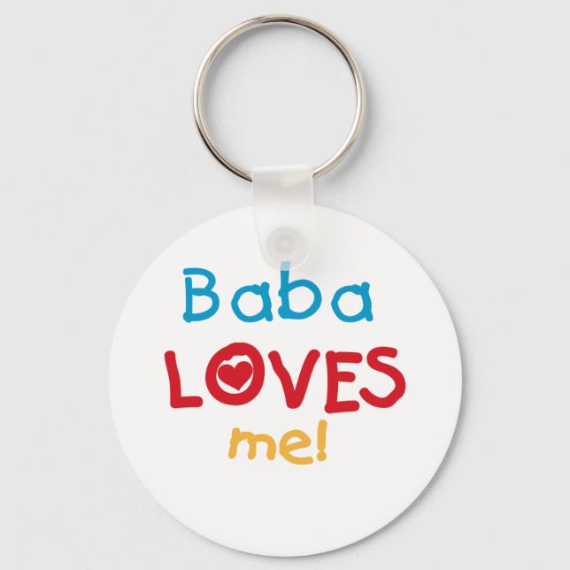 Baba Loves Me T-shirts and Gifts Keychain (Front)