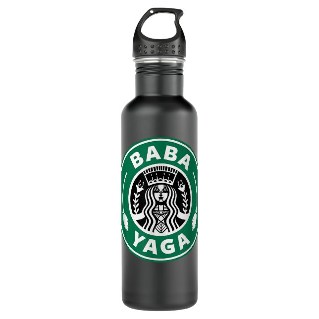 BABA YAGA Coffee Brewing Slavic Witch Halloween Po 710 Ml Water Bottle (Front)