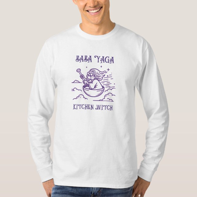 Baba Yaga Kitchen Witch. Legendary Babushka.  T-Shirt (Front)