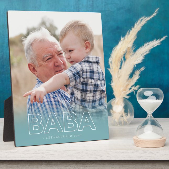 "Baba" Year Established | Father's Day Photo  Plaque (Side)