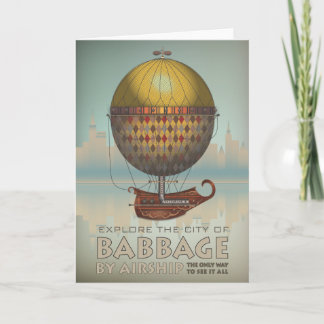 Babbage by Airship Steampunk Vintage Travel Card