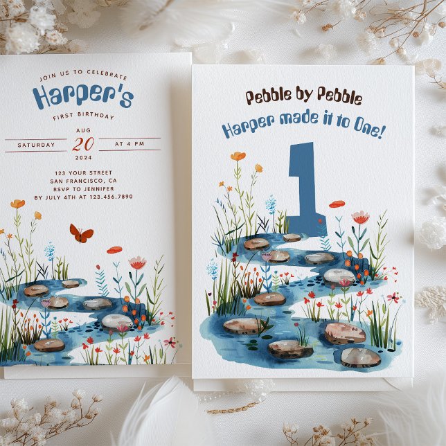 Babbling Brook First Birthday Invitation (Creator Uploaded)