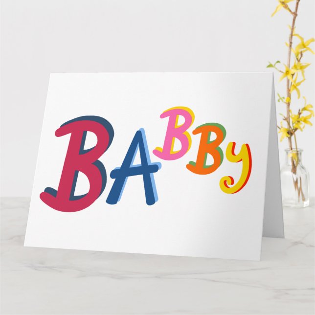BABBY Black Country Words New Baby Card (Yellow Flower)