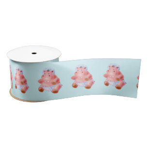 Babby Hippo Satin Ribbon Cartoon