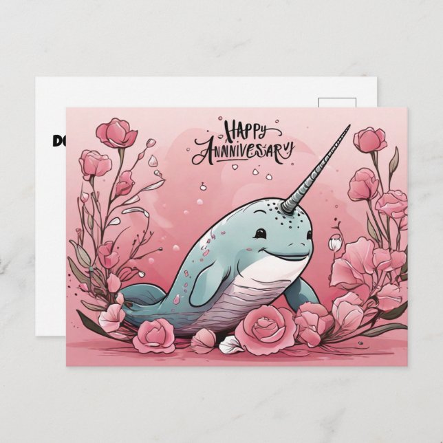 Babby Narwhal anniversary Postcard (Front/Back)