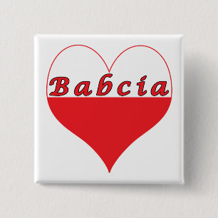 Babcia Polish Heart 2 Inch Square Button