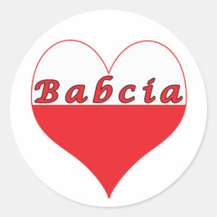 Babcia Polish Heart Classic Round Sticker