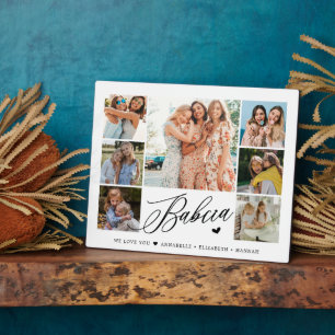 Babcia We Love You Photo Collage Typography    Plaque