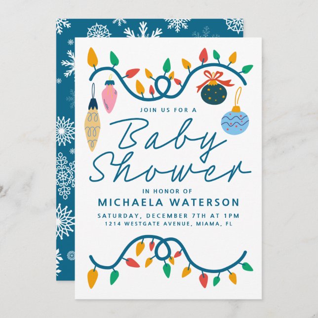 BABE À NAÎTRE | Invitation Ornements de Fêtes (Devant / Derrière)