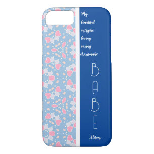 BABE Blue Hearts Pattern Editable Case-Mate iPhone Case