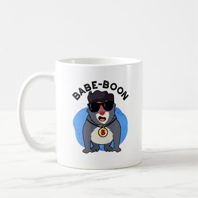 Babe-boon Funny Animal Monkey Baboon Pun  Coffee Mug (Left)