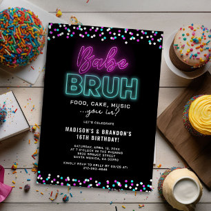 Babe & Bruh Joint Teen Birthday Invitation