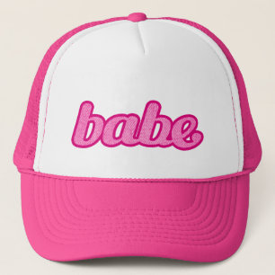 "babe" denim rose et blanc casquette