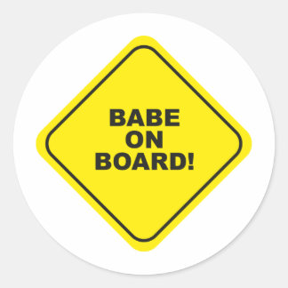 babe on board classic round sticker