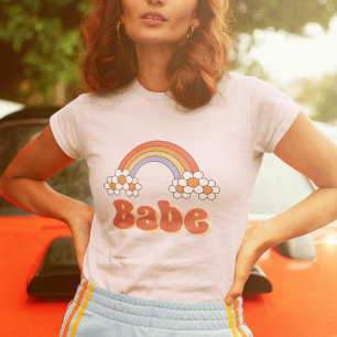 Babe Retro Daisy Rainbow Groovy 70s Bachelorette T-Shirt