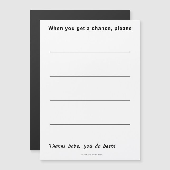 Babe To Do List Magnetic Invitation (Front/Back)