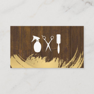 Baber Stylist Tools Wood Leather Gold Brushed Business Card