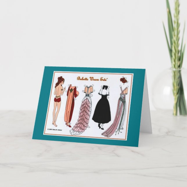 Babette porte la carte de voeux de papier de blanc (Devant)