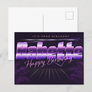 Babette prénom carte postale violette anniversaire