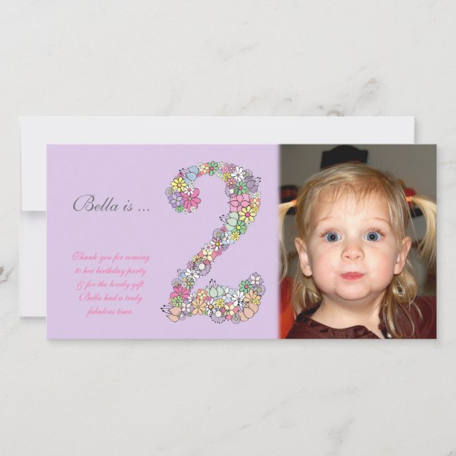 Babies 2nd Birthday Thank You Photo Card (Front)