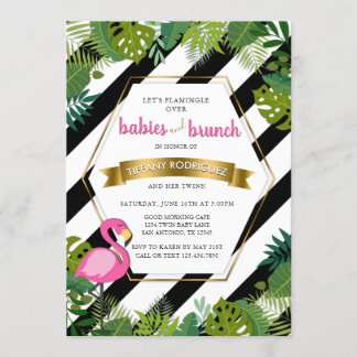 Babies and Brunch Baby Brunch Flamingo Baby Shower Invitation