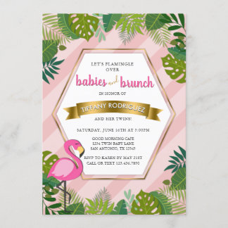 Babies and Brunch Baby Brunch Flamingo Baby Shower Invitation