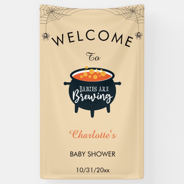 Babies are Brewing Halloween Baby Shower Welcome Banner (Vertical)