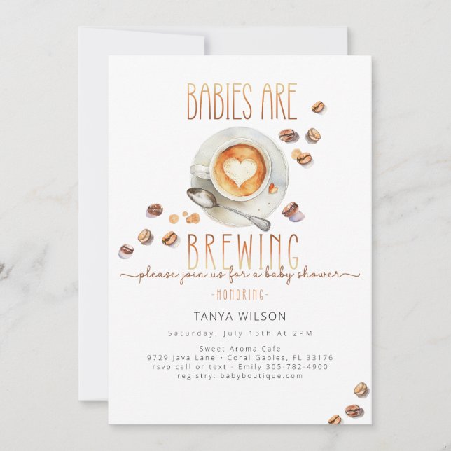 Babies Are Brewing Twin Coffee Baby Shower Invitation (Front)